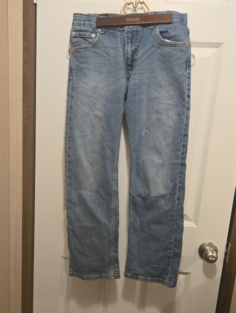 Levis Grey Straight Jeans with Yellow Stitching